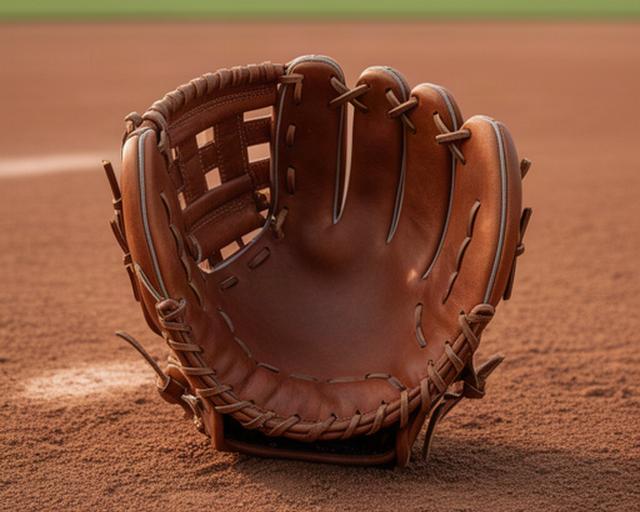 土のグラウンドで開かれた内野手用ブラウン野球グローブ